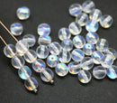 6mm Crystal clear AB finish czech glass round beads, 40Pc