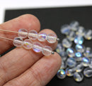 6mm Crystal clear AB finish czech glass round beads, 40Pc