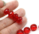 7x11mm Red puffy rondelle Czech glass beads, 8pc