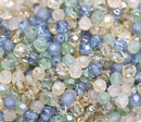 6mm Neutral colors mix Czech glass beads, round cut, 30pc