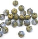 5x7mm Rustic gold czech glass rondelle beads seaglass finish - 25pc