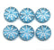 Frosted blue silver inlays czech glass snowflake beads - 6pc