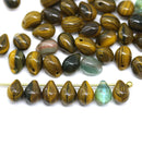 5x7mm Dark olive green glass drops, czech teardrop beads, 50pc