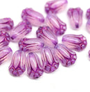 12x8mm Opal mauve pink tulip Czech glass beads, 20Pc