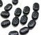 13x9mm Puffy oval jet black czech glass pressed beads, 15pc