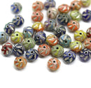 5x6mm Earthy colored beads mix, Czech glass spacers donuts, 40pc