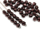 4mm Copper luster czech glass fire polished beads - 50Pc