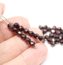 4mm Copper luster czech glass fire polished beads - 50Pc