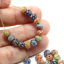 5x6mm Earthy colored beads mix, Czech glass spacers donuts, 40pc