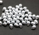 5x7mm Silver teardrop beads Czech glass drops, 50pc