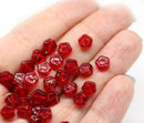 6mm Red daisy flower czech glass beads, 40pc