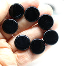 17mm Jet black czech glass coin beads round tablet shape - 8Pc