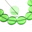17mm Green czech glass coin beads round tablet shape - 8Pc