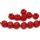 2.5mm hole Red mixed 8mm melon shape beads - 15pc