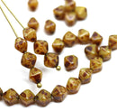 6mm Brown picasso bicone Czech glass beads, 30Pc