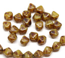 6mm Brown picasso bicone Czech glass beads, 30Pc
