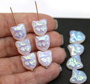 11mm Opal white cat head beads, AB finish, 10pc