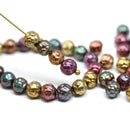 5mm Metallic rose bud Czech glass beads mix, 50pc