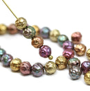 5mm Metallic rose bud Czech glass beads mix, 50pc