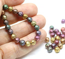 5mm Metallic rose bud Czech glass beads mix, 50pc