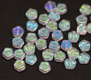 6mm Crystal clear daisy flower czech glass beads, AB finish 40pc