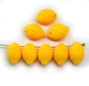 14x10mm Dark yellow neon czech glass beads lemon shape, 8Pc