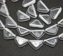 12x9mm Crystal clear triangle beads Czech glass, 25Pc