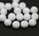 6mm Opaque white cathedral Czech glass round beads - 20Pc