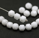 6mm Opaque white cathedral Czech glass round beads - 20Pc