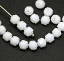 6mm Opaque white cathedral Czech glass round beads - 20Pc