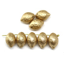 14x10mm Gold coated czech glass beads lemon shape, 8Pc