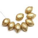 14x10mm Gold coated czech glass beads lemon shape, 8Pc