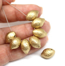 14x10mm Gold coated czech glass beads lemon shape, 8Pc
