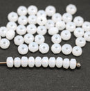 2x3mm Opal white rondelle tiny czech glass spacers, 50Pc