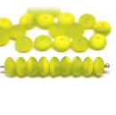 4x7mm Frosted yellow puffy rondelle Czech glass beads - 25Pc