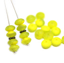 4x7mm Frosted yellow puffy rondelle Czech glass beads - 25Pc