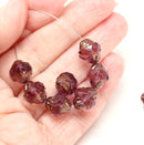 11x10mm Purple turbine beads copper ends - 8pc