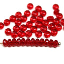 2x3mm Transparent red rondelle tiny czech glass spacers, 50Pc