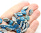 12x7mm Blue leaf mixed color copper wash Czech glass beads, 30pc