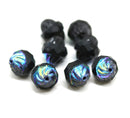 11x10mm Black turbine czech glass beads AB finish - 8pc