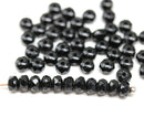 2x3mm Jet black finish rondelle tiny czech glass spacers, 50Pc