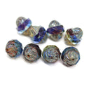 11x10mm Blue purple turbine beads Picasso finish - 8pc