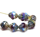 11x10mm Blue purple turbine beads Picasso finish - 8pc