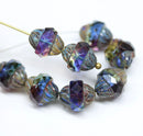 11x10mm Blue purple turbine beads Picasso finish - 8pc