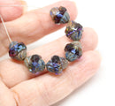 11x10mm Blue purple turbine beads Picasso finish - 8pc