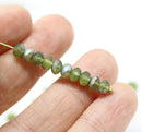 3x5mm Frosted grass green rondelle beads, Czech glass - 40pc