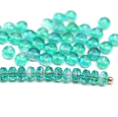 2x3mm Mixed teal rondelle tiny czech glass spacers, 50Pc