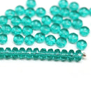 2x3mm Teal rondelle tiny czech glass spacers, 50Pc
