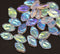 12x7mm Crystal clear leaves AB finish, Czech glass leaf beads - 30pc