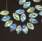 12x7mm Crystal clear leaves AB finish, Czech glass leaf beads - 30pc